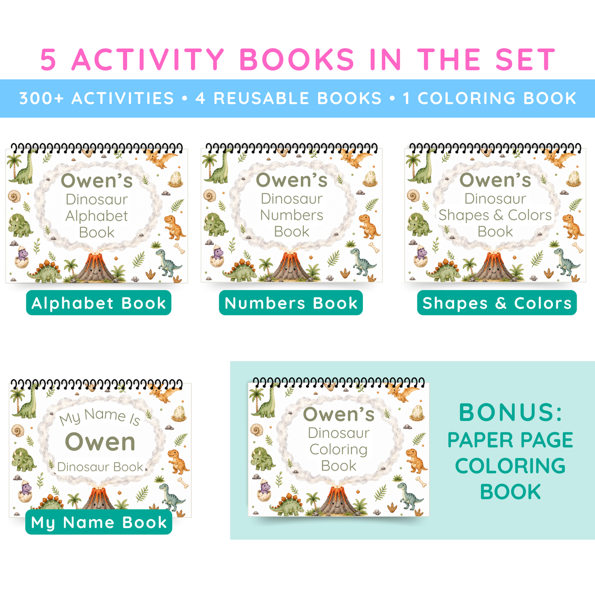 Dino | Reusable Activity Book Set